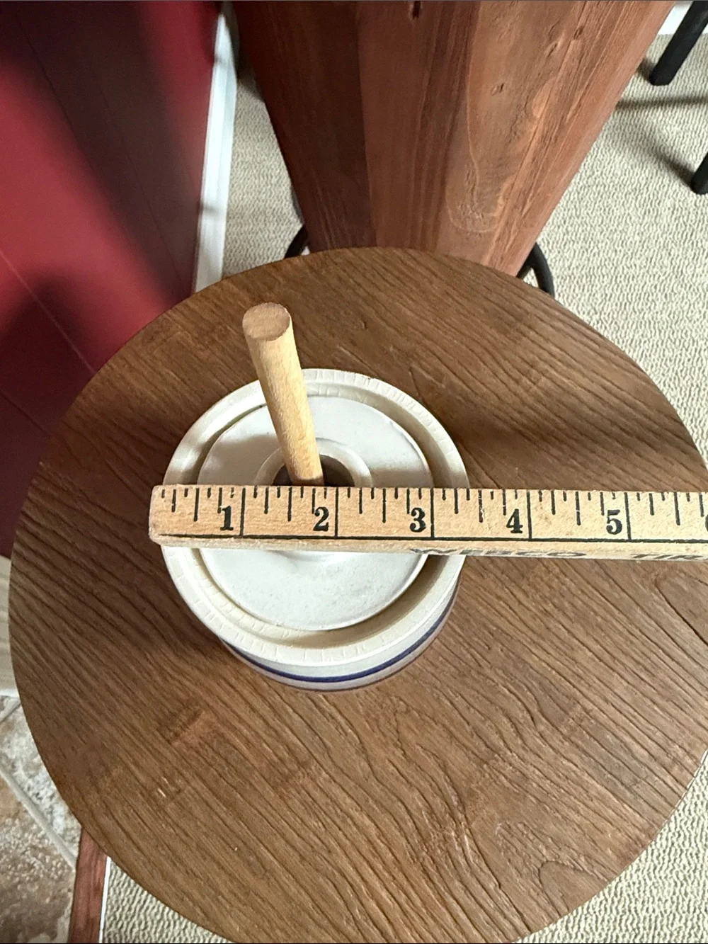 Faux Butter Churn Home Decor With Blue Strips-Great Condition-9